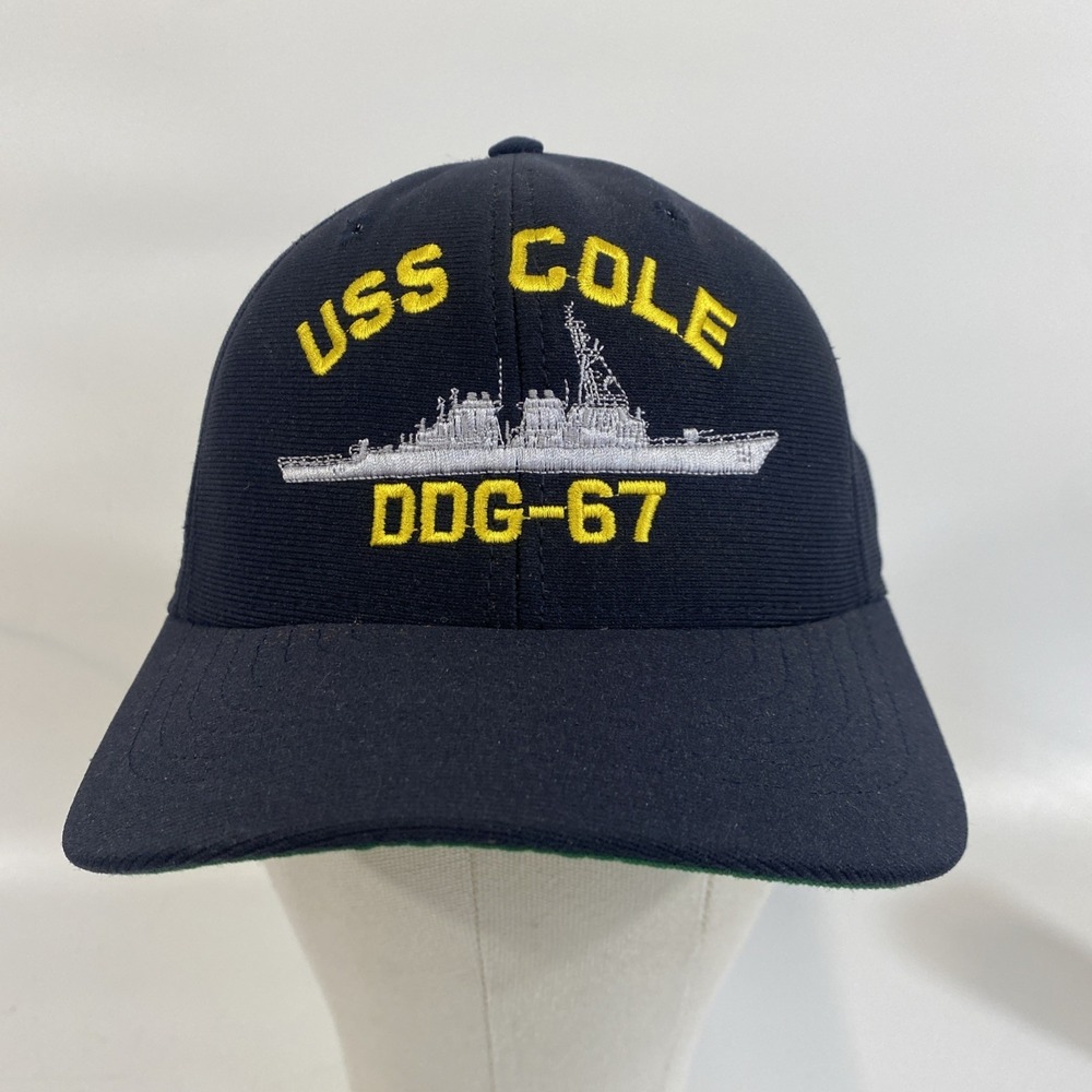 Vintage USS Cole DOG 67 Navy SnapBack Trucker Hat Eagle Crest Made In USA